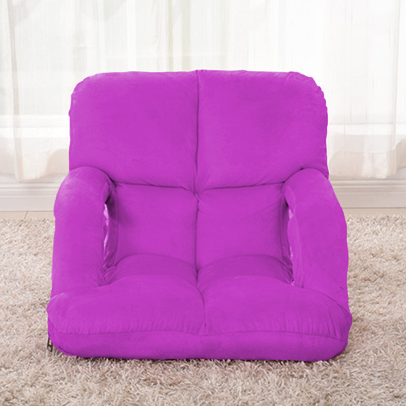 2X Foldable Lounge Cushion Adjustable Floor Lazy Recliner Chair with Armrest Purple