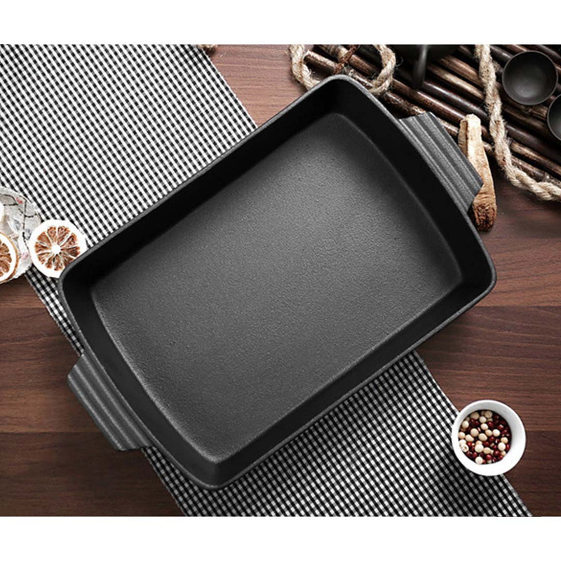 33cm Cast Iron Rectangle Bread Cake Baking Dish Lasagna Roasting Pan