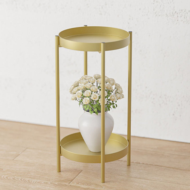 2 Layer 80cm Gold Metal Plant Stand Flower Pot Holder Corner Shelving Rack Indoor Display