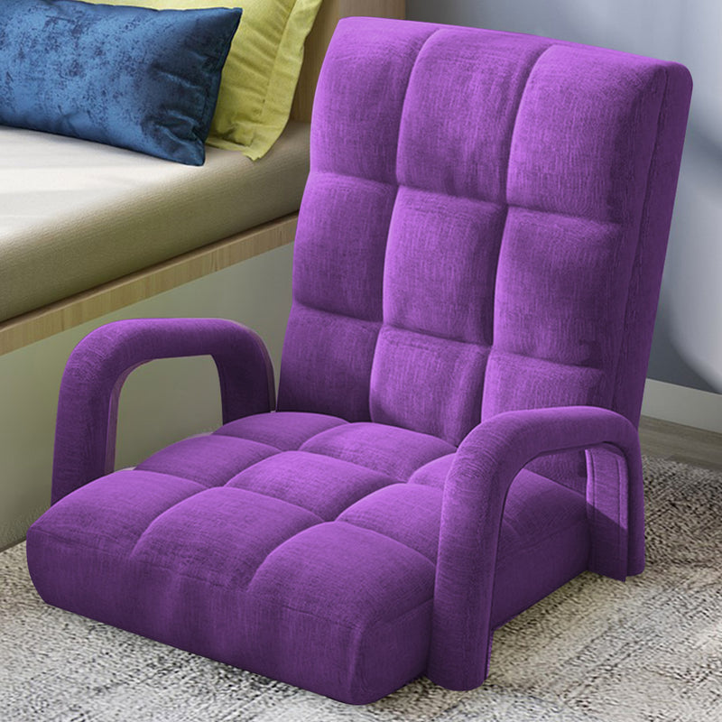 Foldable Lounge Cushion Adjustable Floor Lazy Recliner Chair with Armrest Purple