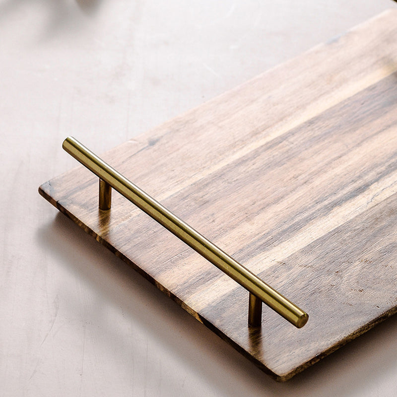 2X 30cm Brown Rectangle Wooden Acacia Food Serving Tray Charcuterie Board Centerpiece  Home Decor