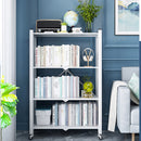 4 Tier Steel White Foldable Display Stand Multi-Functional Shelves Portable Storage Organizer with Wheels