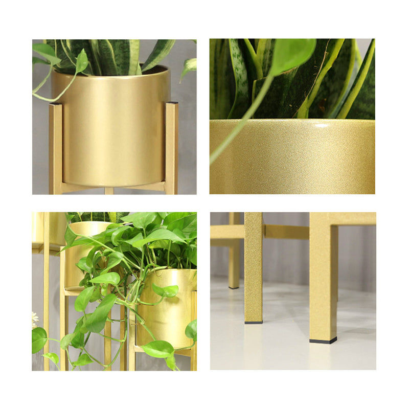 90cm Gold Metal Plant Stand with Flower Pot Holder Corner Shelving Rack Indoor Display