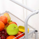 3 Tier Steel White Adjustable Kitchen Cart Multi-Functional Shelves Portable Storage Organizer with Wheels