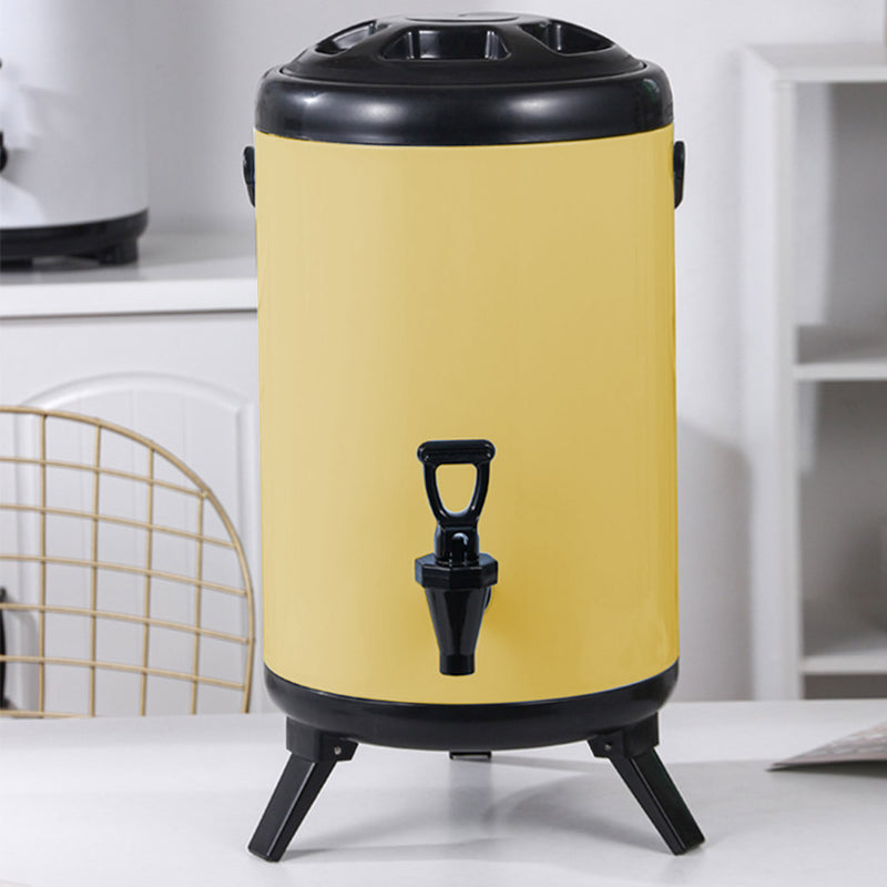 12L Stainless Steel Insulated Milk Tea Barrel Hot and Cold Beverage Dispenser Container with Faucet Yellow