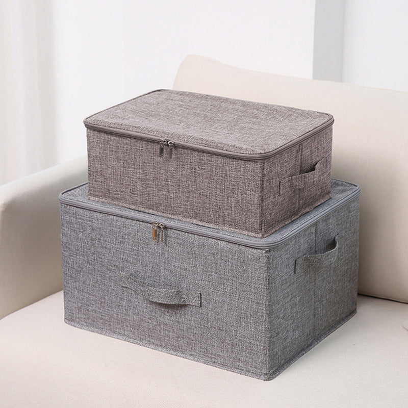 2X Coffee Small Portable Double Zipper Storage Box Moisture Proof Clothes Basket Foldable Home Organiser