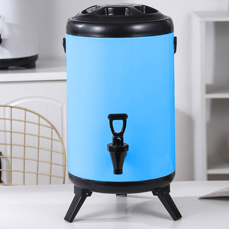 12L Stainless Steel Insulated Milk Tea Barrel Hot and Cold Beverage Dispenser Container with Faucet Blue