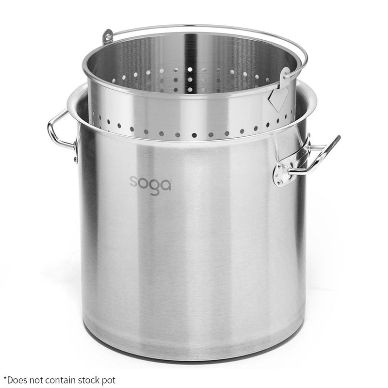 21L 18/10 Stainless Steel Perforated Stockpot Basket Pasta Strainer with Handle