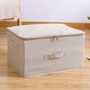 Beige Large Portable Double Zipper Storage Box Moisture Proof Clothes Basket Foldable Home Organiser