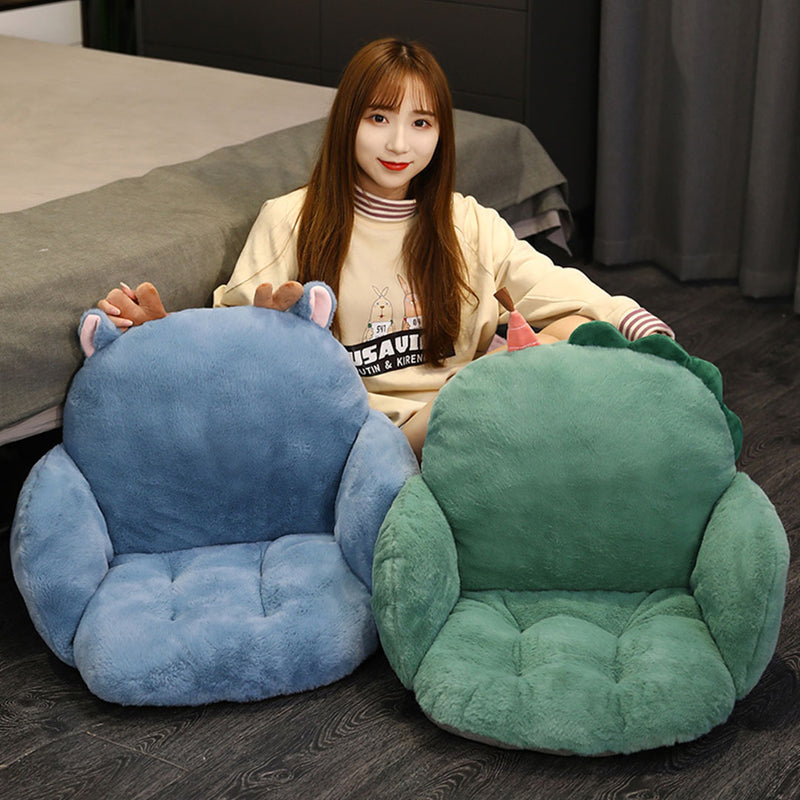 Blue Deer Shape Cushion Soft Leaning Bedside Pad Sedentary Plushie Pillow Home Decor