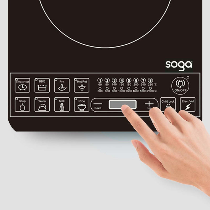 Electric Smart Induction Cooktop and 30cm Cast Iron Frying Pan Skillet Sizzle Platter