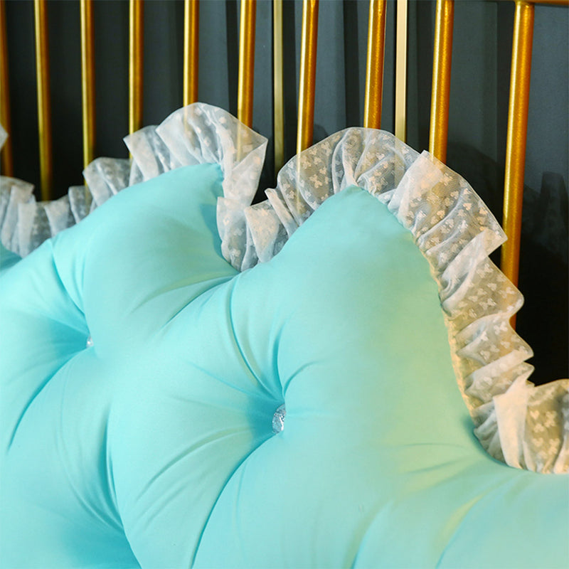 120cm Light Blue Princess Bed Pillow Headboard Backrest Bedside Tatami Sofa Cushion with Ruffle Lace Home Decor