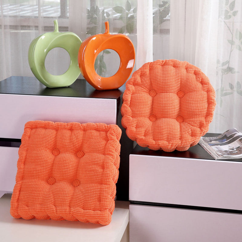 Orange Round Cushion Soft Leaning Plush Backrest Throw Seat Pillow Home Office Decor