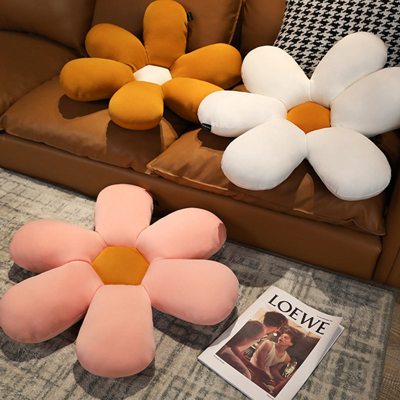 2X Coffee Daisy Flower Shape Cushion Soft Leaning Bedside Pad Floor Plush Pillow Home Decor