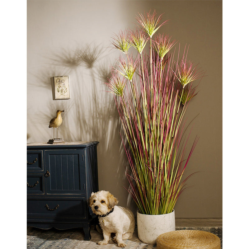 150cm Purple-Red Artificial Indoor Potted Papyrus Plant Tree Fake Simulation Decorative