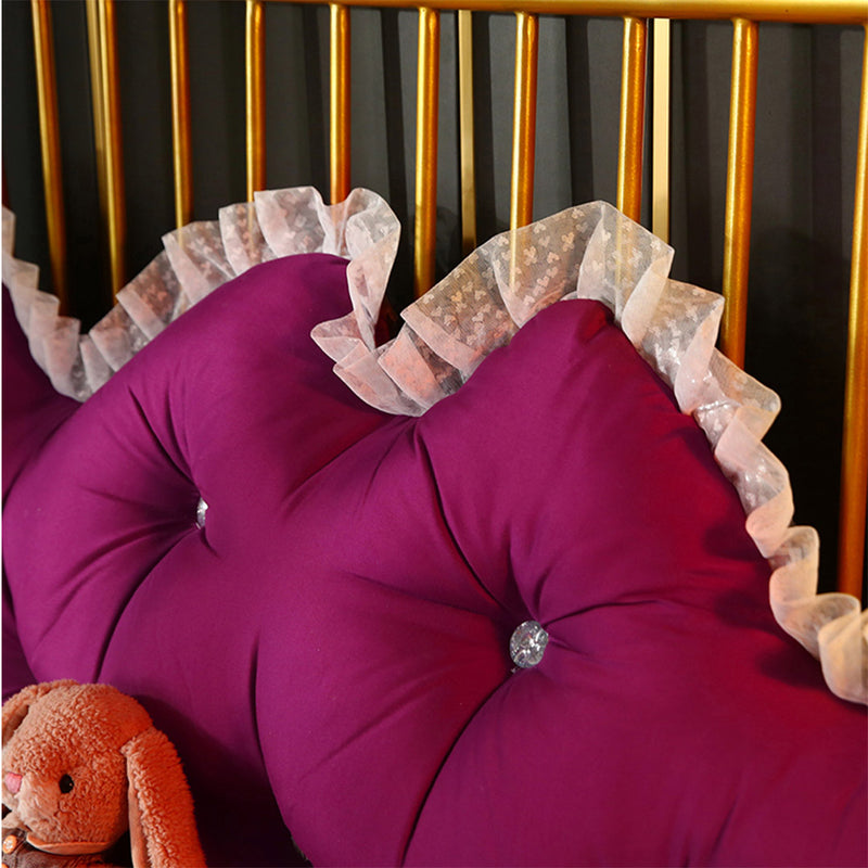2X 150cm Burgundy Princess Bed Pillow Headboard Backrest Bedside Tatami Sofa Cushion with Ruffle Lace Home Decor