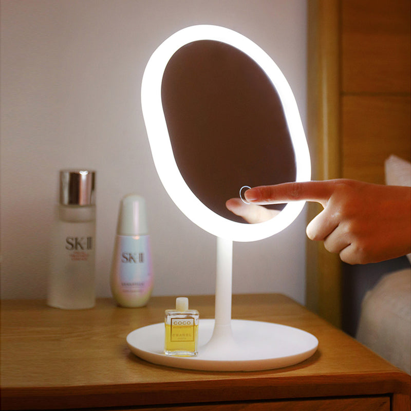 20cm White Rechargeable LED Light Makeup Mirror Tabletop Vanity Home Decor