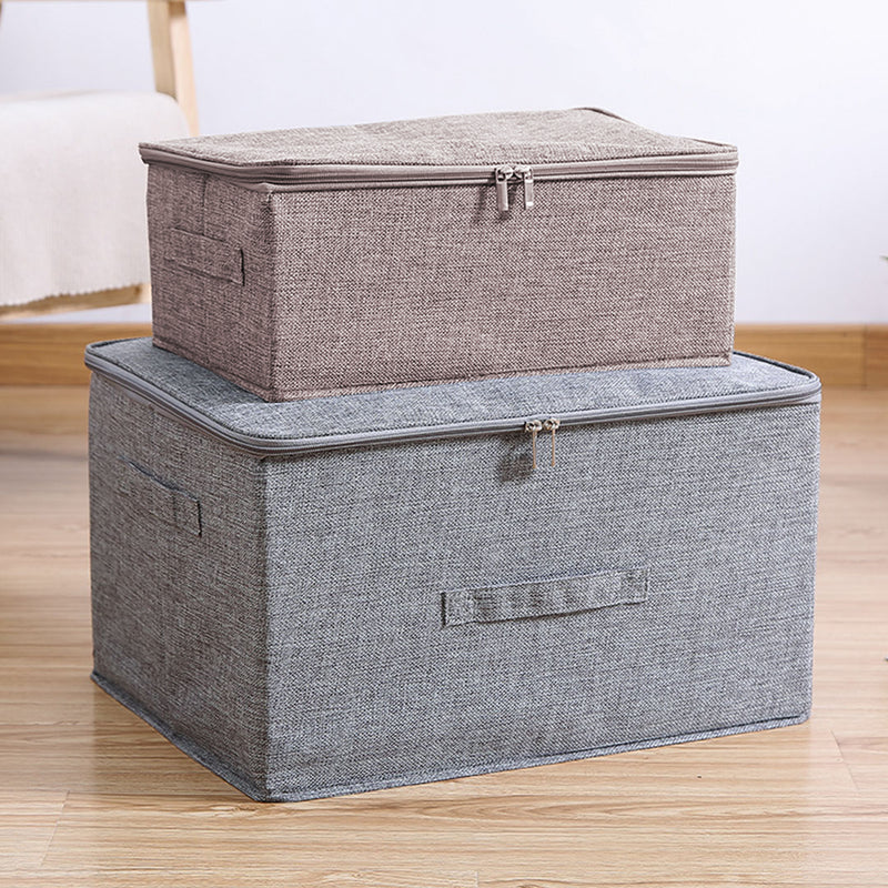 2X Coffee Small Portable Double Zipper Storage Box Moisture Proof Clothes Basket Foldable Home Organiser