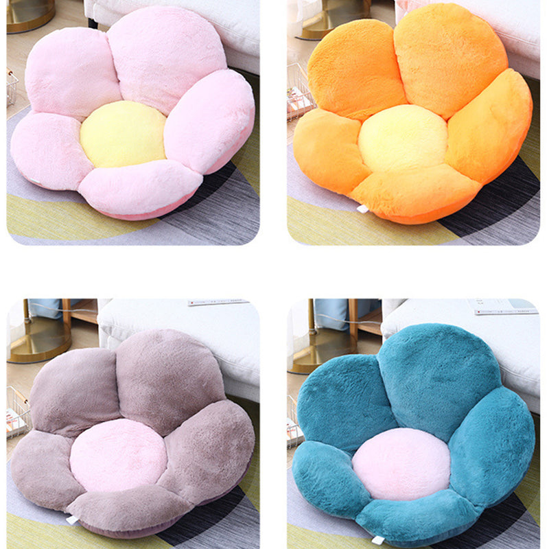 Orange Whimsical Big Flower Shape Cushion Soft Leaning Bedside Pad Floor Plush Pillow Home Decor