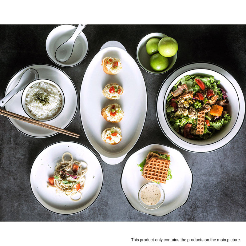 Diamond Pattern Ceramic Dinnerware Crockery Soup Bowl Plate Server Kitchen Home Decor Set of 13