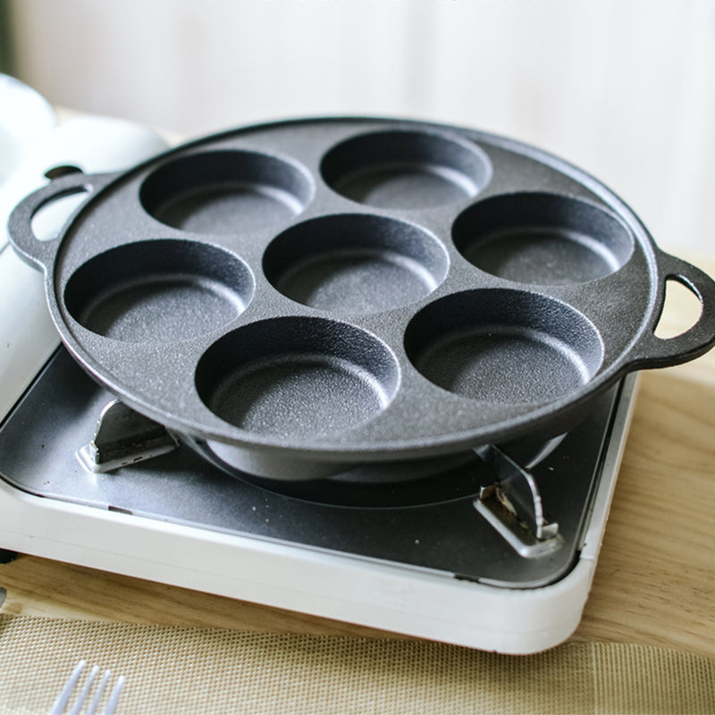 31.5cm Cast Iron Takoyaki Fry Pan Octopus Balls Maker 7 Hole Cavities Grill Mold