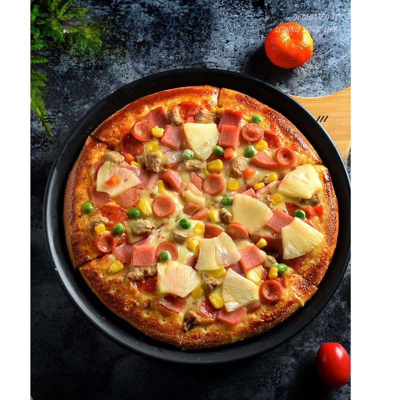 7-inch Round Black Steel Non-stick Pizza Tray Oven Baking Plate Pan