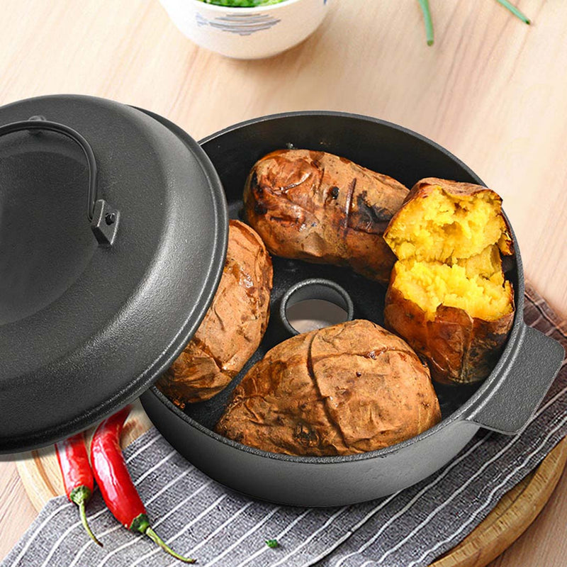 2X 28cm Cast Iron Dutch Oven Pre-Seasoned Camping Stew Pot with Lid