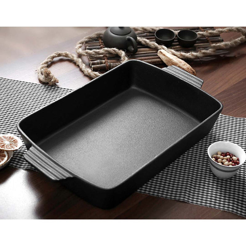 33cm Cast Iron Rectangle Bread Cake Baking Dish Lasagna Roasting Pan