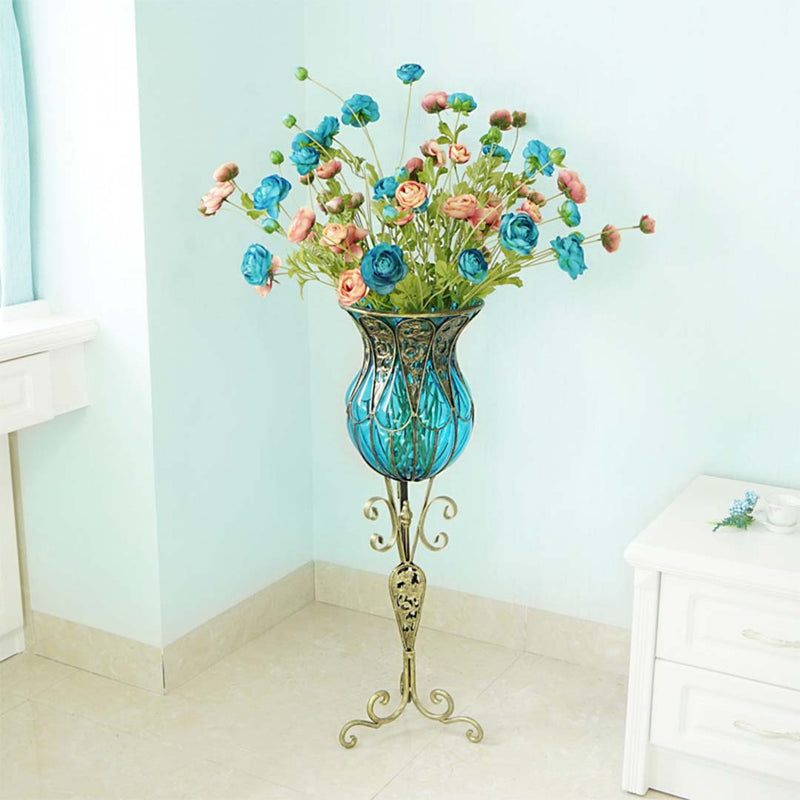 12pcs Artificial Silk Flower Fake Rose Bouquet Table Decor Blue