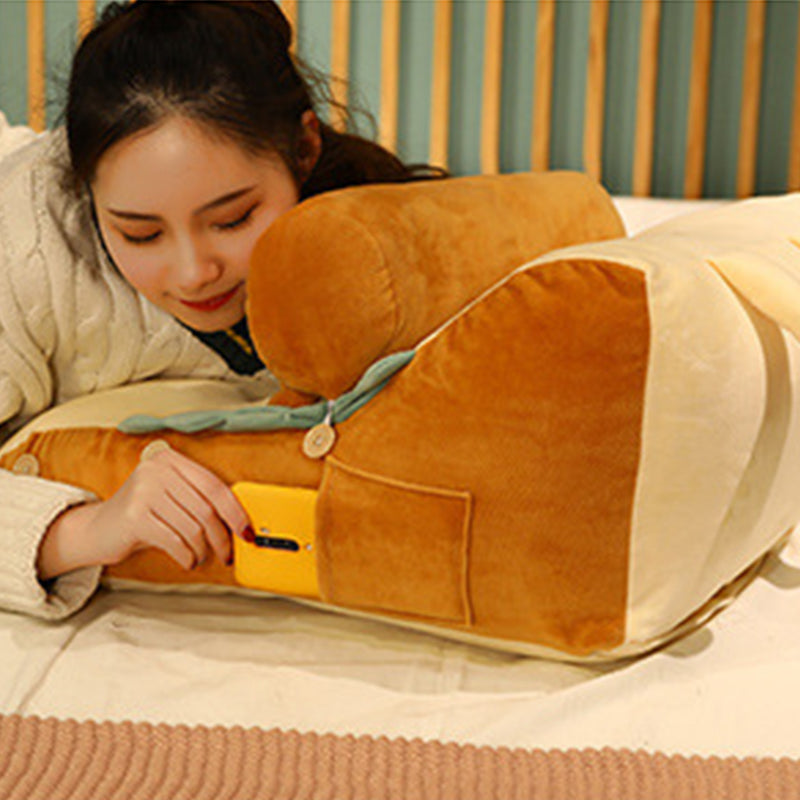 Cute Face Toast Bread Wedge Cushion Stuffed Plush Cartoon Back Support Pillow Home Decor