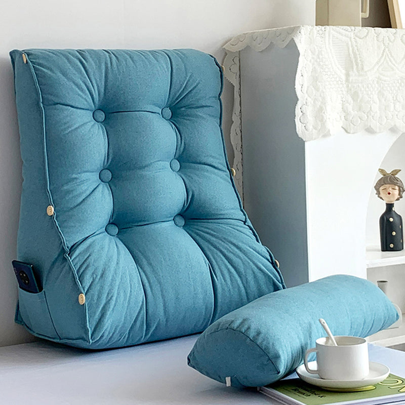 2X 45cm Blue Triangular Wedge Lumbar Pillow Headboard Backrest Sofa Bed Cushion Home Decor