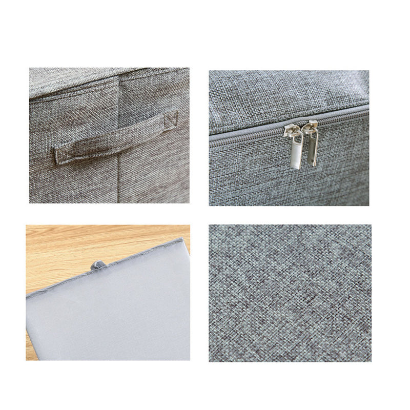 Grey Small Portable Double Zipper Storage Box Moisture Proof Clothes Basket Foldable Home Organiser