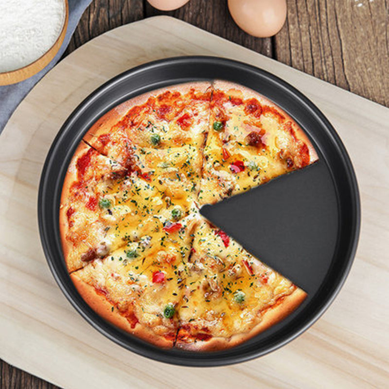 2X 8-inch Round Black Steel Non-stick Pizza Tray Oven Baking Plate Pan