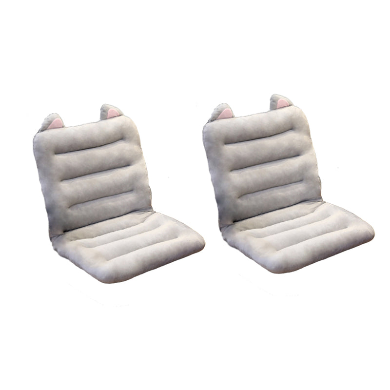 2X Grey One Piece Siamese Cushion Office Sedentary Butt Mat Back Waist Chair Support Home Decor With Cat Ears
