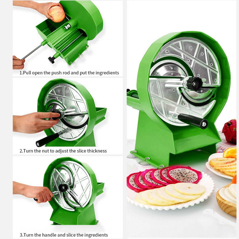 Commercial Manual Vegetable Fruit Slicer Kitchen Cutter Machine Green