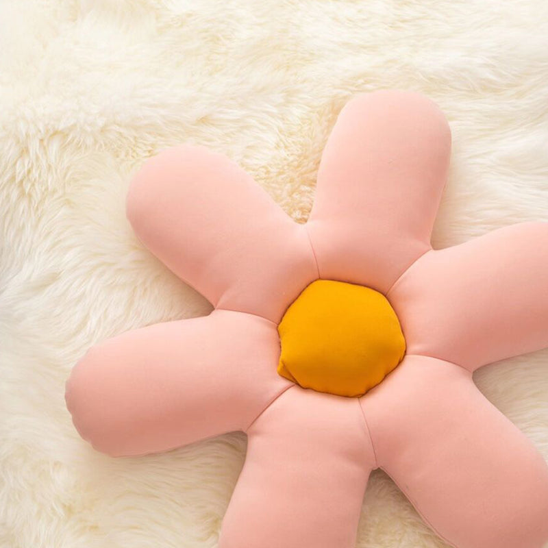 2X Pink Daisy Flower Shape Cushion Soft Leaning Bedside Pad Floor Plush Pillow Home Decor