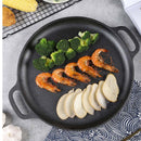 2X Cast Iron 35cm Frying Pan Skillet Coating Steak Sizzle Platter