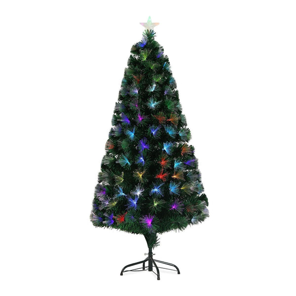2.1m Easy Assembly Hinged Construction Artificial Christmas Trees with Fiber Optic Lights