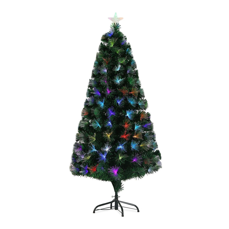 2.1m Easy Assembly Hinged Construction Artificial Christmas Trees with Fiber Optic Lights