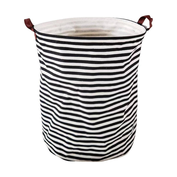 Multipurpose Laundry Basket Round Foldable Hamper Organiser Black Line