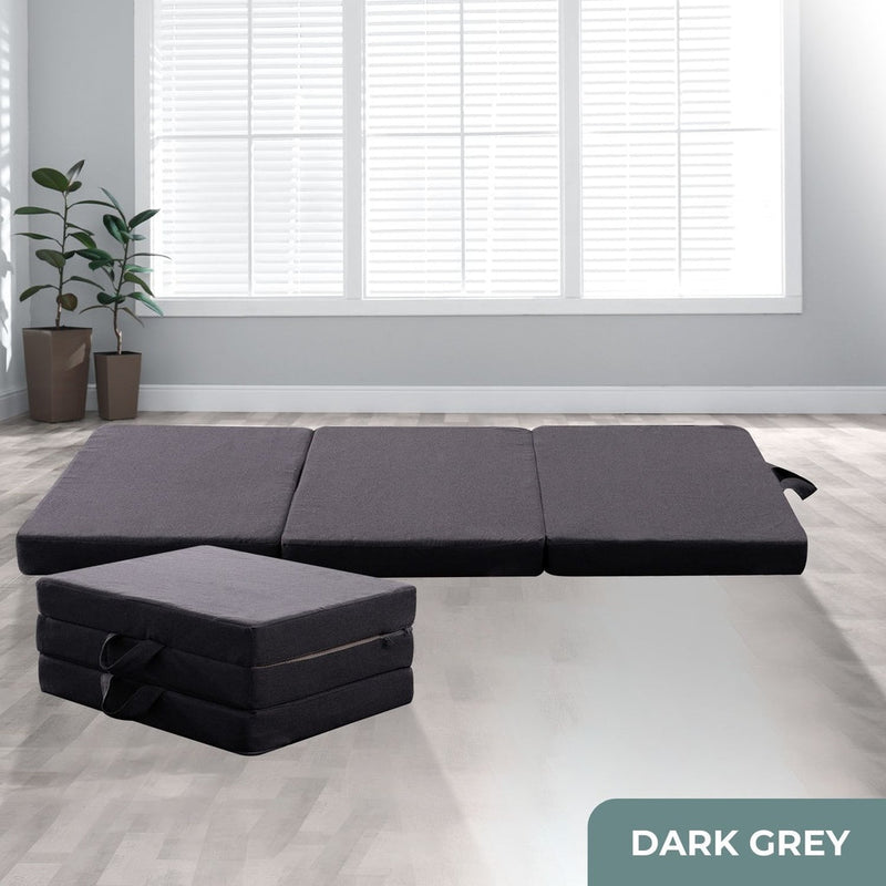 Foldable Foam Mattresses Single Portable Camping Sofa Bed Dark Grey