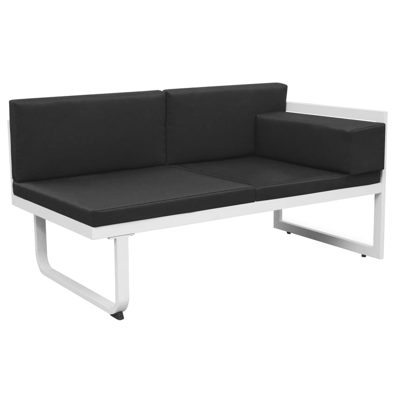 4 Piece Garden Lounge Set with Cushions Aluminium Black