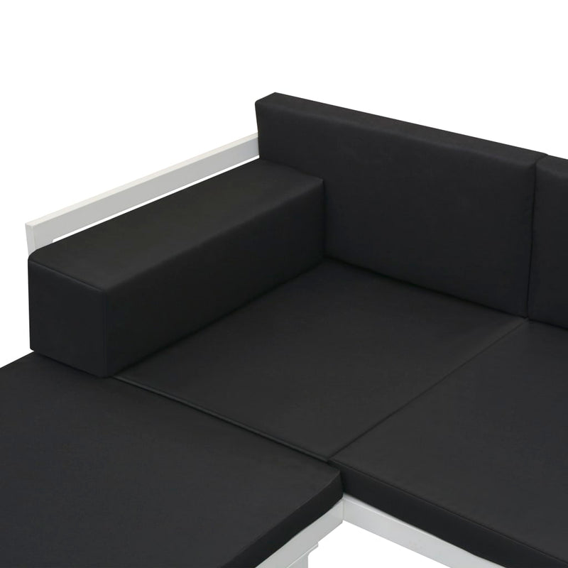 4 Piece Garden Lounge Set with Cushions Aluminium Black