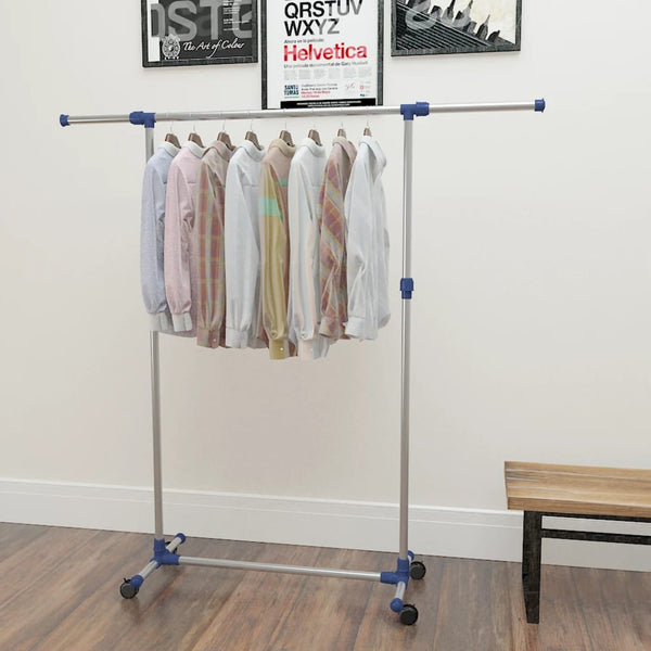 Adjustable Clothes Rack Stainless Steel 165x44x150 cm Silver