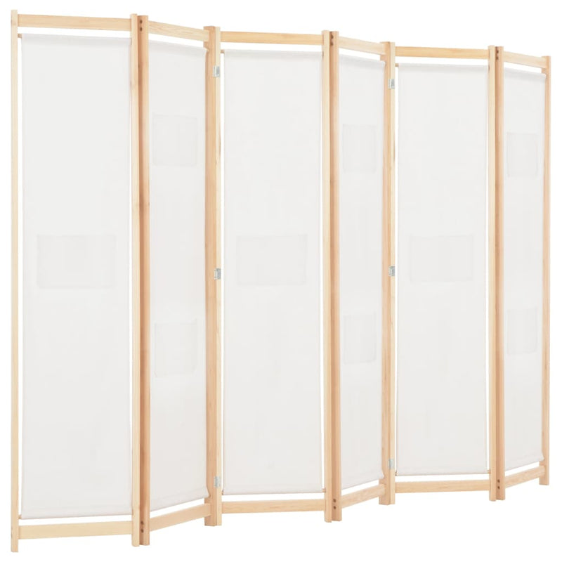 6-Panel Room Divider Cream 240x170x4 cm Fabric