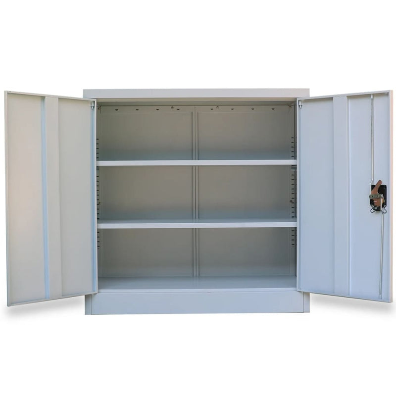 Office Cabinet with 2 Doors Grey 90 cm Steel