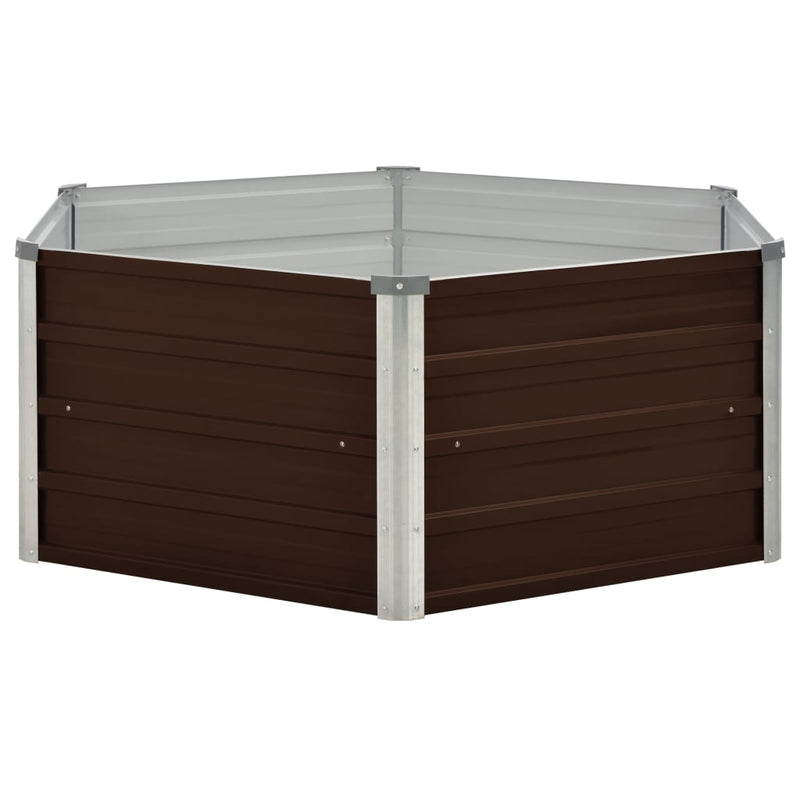 Raised Garden Bed Brown 129x129x46 cm Galvanised Steel