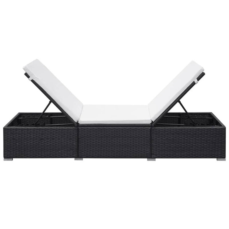 Sun Loungers with Cushions 2 pcs Poly Rattan Black