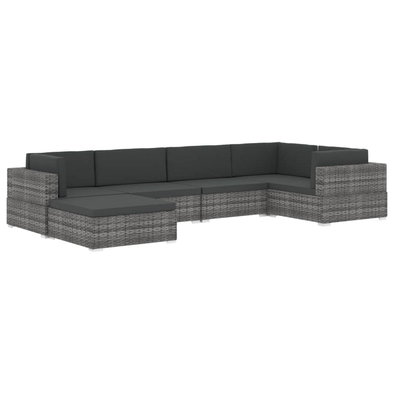Sectional Footrest 1 pc with Cushion Poly Rattan Grey