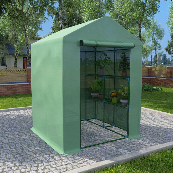 Greenhouse with Shelves Steel 143x143x195 cm